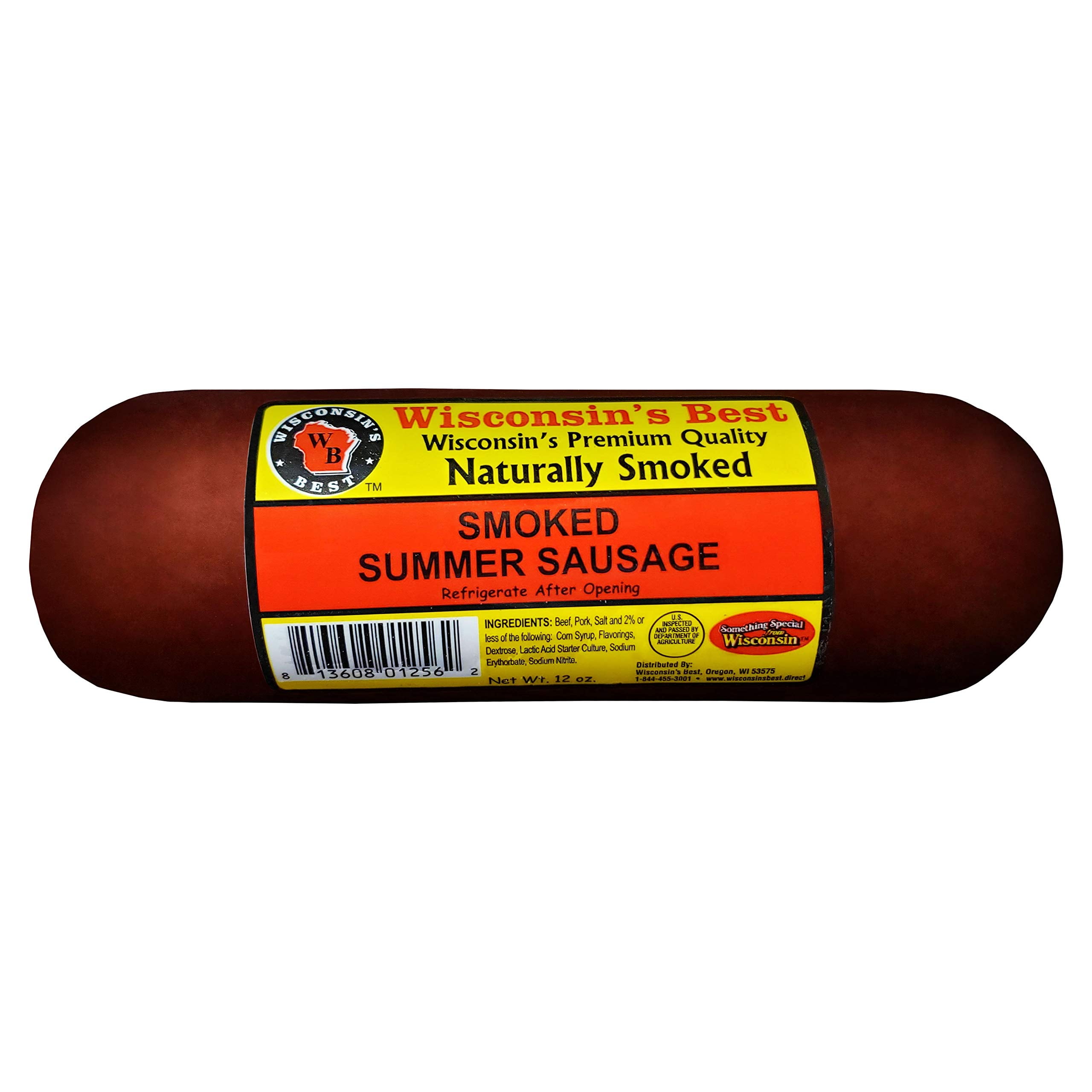 Wisconsin's Best Original Hickory Smoked Summer Sausage, 12 Oz, 1 ct, Shelf Stable, Keto Friendly, High Protein Snack, Keto Friendly, Low in Sugars, Low Carb Meat Snack