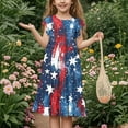 thumbnail image 4 of Delliss Girl's Casual Dress Summer Crew Neck Flying Sleeve Print Sundress for Kids 6-15 Years, 4 of 7