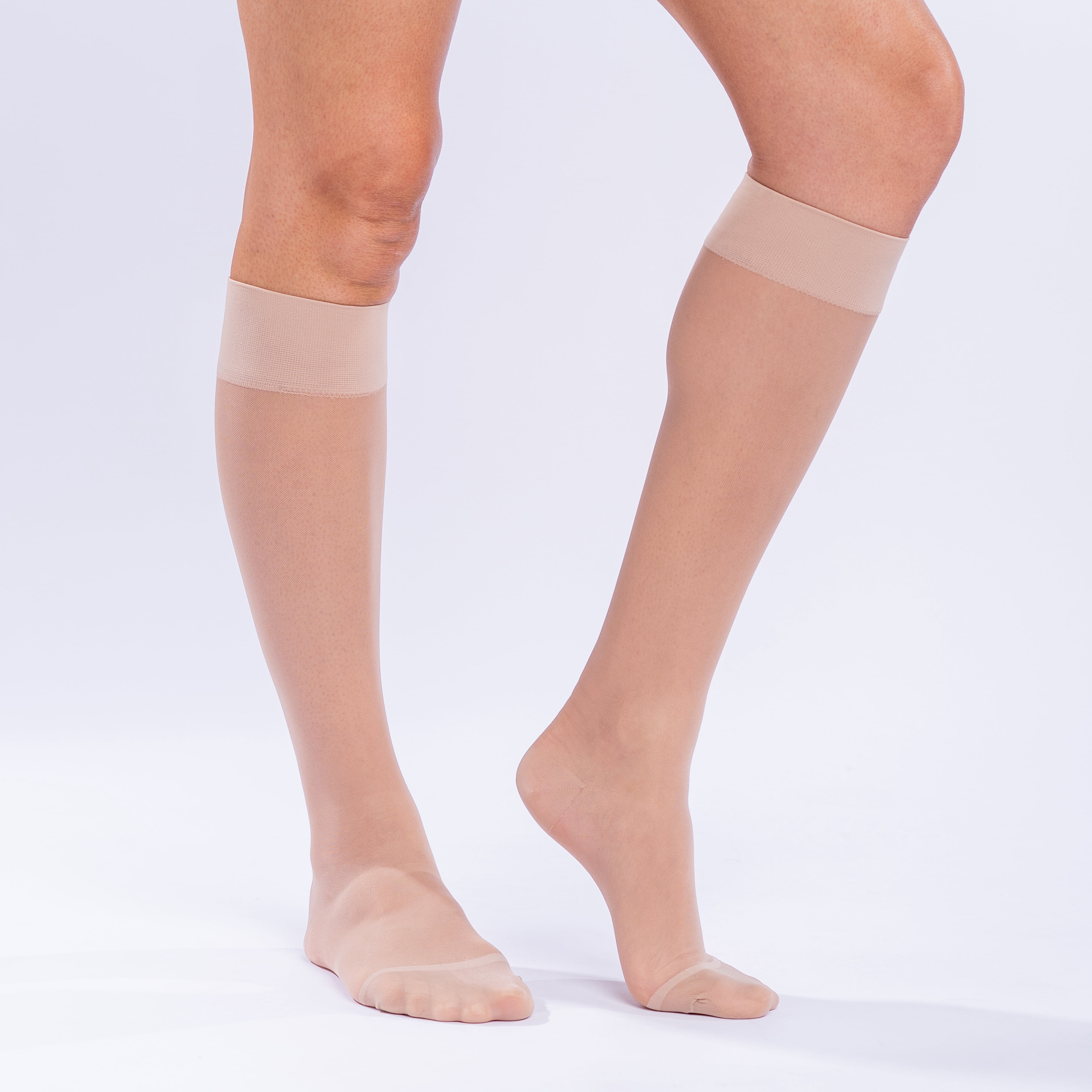 (4 pack) Neo G Sheer Compression Socks 15 - 20mmHg Comfort Knee Highs X Large - Tan