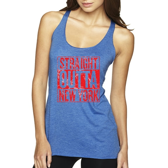 Straight Outta New York NYG Fan | Fantasy Football | Womens Sports Premium Tri-Blend Racerback Tank Top, Vintage Royal, X-Large