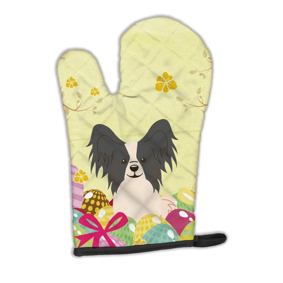 Carolines Treasures BB6076OVMT Easter Eggs Papillon Black White Oven Mitt Large multicolor