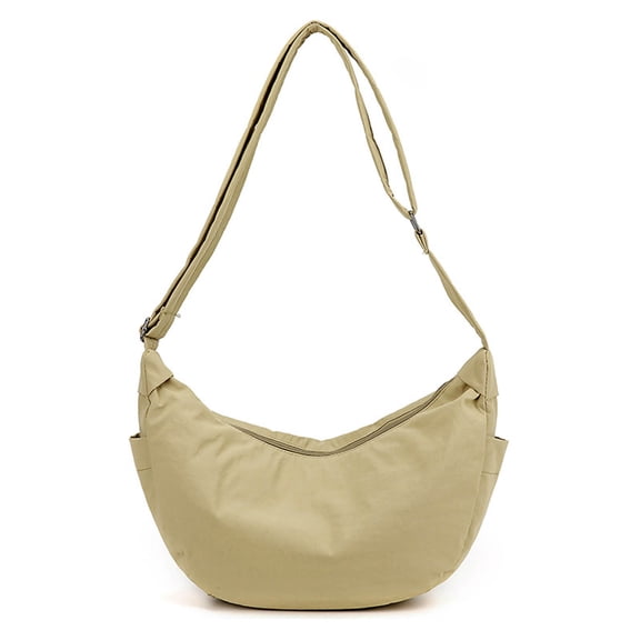 Nylon Crossbody Bag for Women Crescent Purse Lightweight Shoulder Handbag Waterproof Casual Sling Khaki,Size Free Size