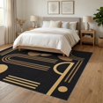 thumbnail image 3 of ODIKA 6'x9' Washable Area Rug Non-Slip, Chair-Friendly, Black Gold Geometric Design Accent Elegant Abstract Art Inspired Symmetry for Dining Room, Under Table, Office Décor, 3 of 7