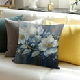 thumbnail image 3 of Pratyus Blue Flowers Gold Accents White Petals Pillow Covers for Home Sofa Couch Decor, Set of 1 20x20in, 3 of 5