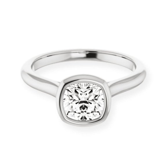 Silvago Jewelry Excellent 1.92 Ct Cushion Cut Moissanite Ring - 14K White Gold Plated Moissanite Ring - Elegant Solitaire Engagement Ring for Her - Celebrate Your Journey Together
