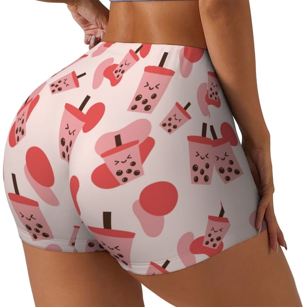 Fotbe Milk Tea Shorts Sin Costuras – Shorts Deportivos de Cintura Alta para Mujer, Elásticos para Gimnasio, Yoga, Running o Ciclismo-XX-Large