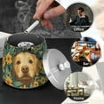 thumbnail image 4 of Yayeee Ashtray with Lid for Cigarette Smokeless Stainless Steel Home Ash Holder, Flowers and Dog, 4 of 7