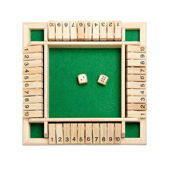 XZNGL Shut the Box Wooden Mathematic Traditional Pub Board Dice Game Travel 4 Players