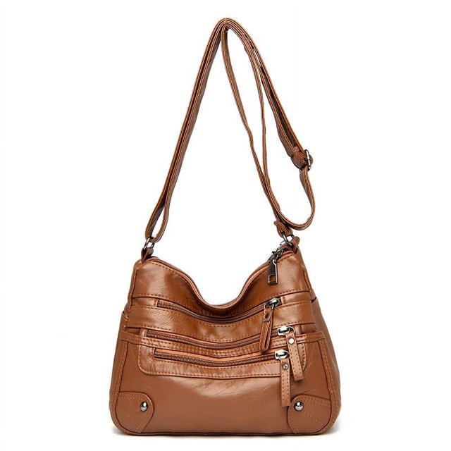Bolso multibolsillos para mujer de mediana edad y mayor, bolso de cuero suave, bolso bandolera de un solo hombro de moda, bolso de hombro para mujer, bolso para madre de mediana edad