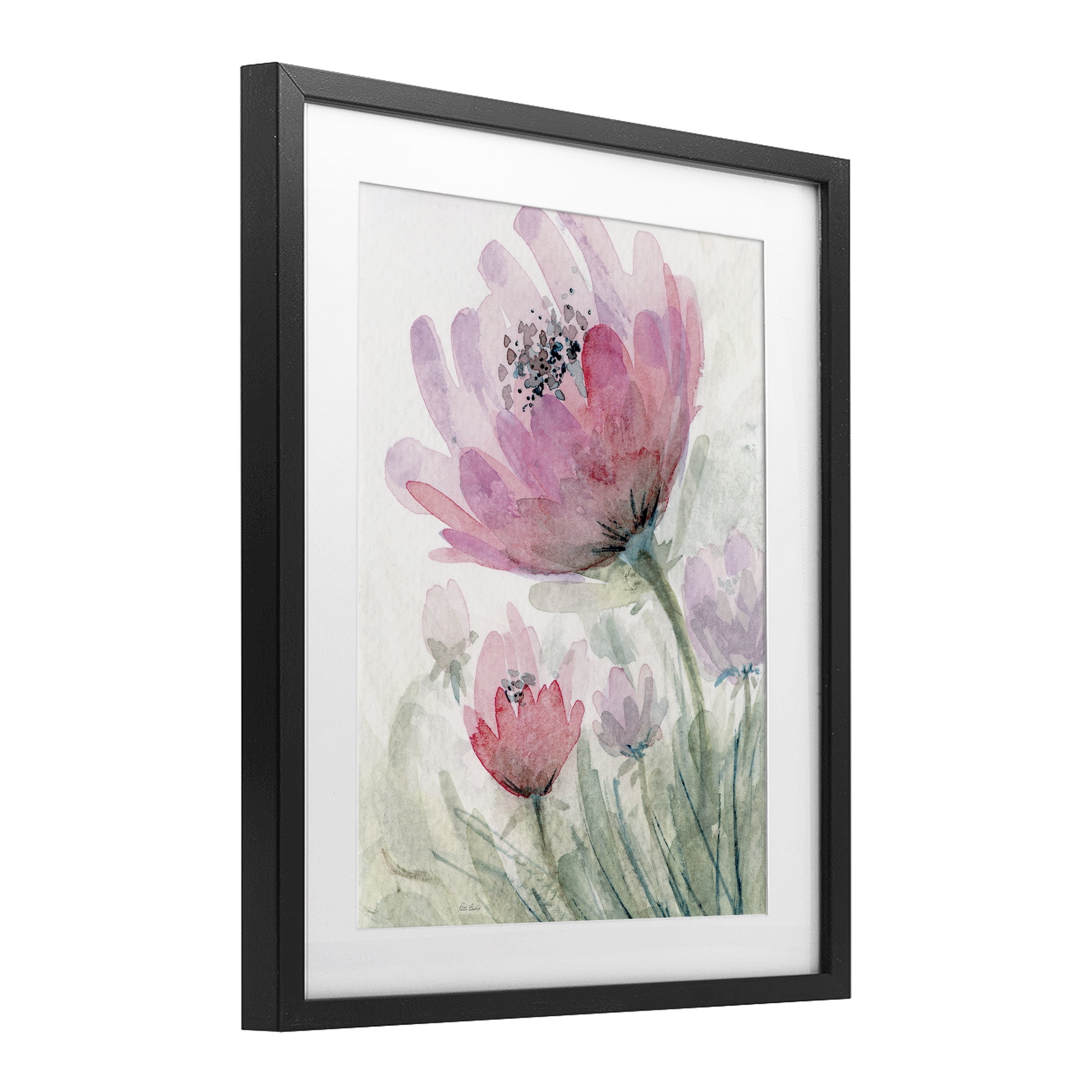 Stupell Industries Pink Flower Blossoms Black Framed Print Under Glass, design by Patti Bishop
