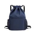 thumbnail image 1 of Mochila con cordón Mochila informal con correas ajustables para los hombros Mochila de gran capacidad Azul, 1 of 8