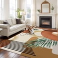 thumbnail image 3 of Boho Geometric Washable Rug 6x9 Area Rug for Living Room Bedroom Non Slip Indoor Floor Rectangle Carpet Low Pile Large Farmhouse Orange Abstract Leaves Stripes Entryway Rugs for Dining Room Office, 3 of 9