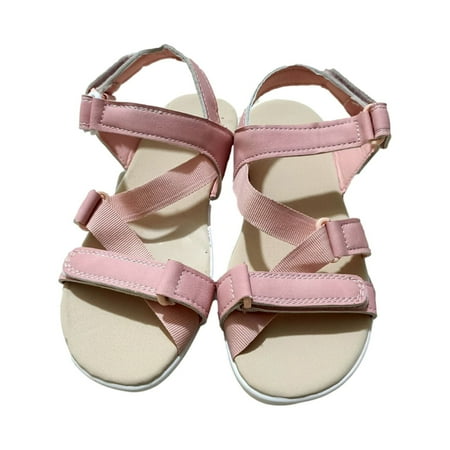 

Sunvit Womens Flat Sandals- Round Toe Beach Sandals Footbed Open Toe Casual Summer Slide Sandals #850 Pink