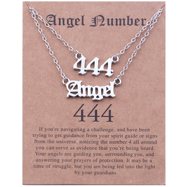 PVCS 2pcs Vieux Anglais Ange & Numéro Collier Numérologie Bijoux pour les Femmes Plaqué Acier Inoxydable