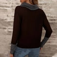 thumbnail image 5 of Qetyuw Color Block Knit Sweater for Women Slim Fit Long Sleeve Mock Neck Pullover Jumper Casual Split Hem Sweaters, 5 of 8