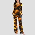 thumbnail image 3 of Gamivast Spooky Halloween Pajamas Set for Women Long Sleeve Button Down Sleepwear Tops and Lounge Pants 2 Piece Pjs Sets Lightweight Comfortable Creepy Pumpkin Pattern Multicolor XL, 3 of 3