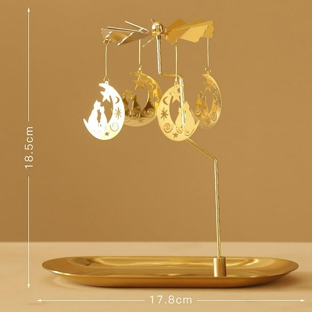 giratorias- de lámpara de té giratorias con bandeja- de carrusel-candelabros para de escritorio de hogar , Gato Bandeja F BLESIY Portavelas giratorio