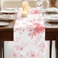 thumbnail image 3 of Pink Floral Art 120 Inch Table Runner, Watercolor Botanical Spring Flowers Farmhouse Dresser Scarf Cotton & Linen Tablerunner for Dining/Kitchen Island/Holiday Party Décor 13" x 120", 3 of 9