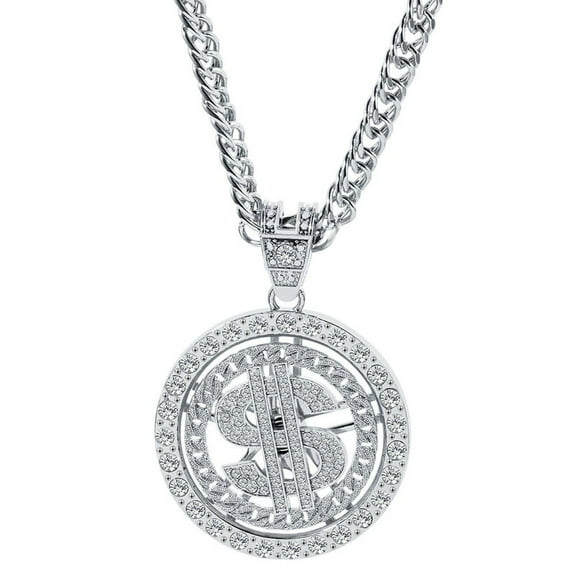 HeroNeo Big Money Necklaces Gold/Silver Chain with Dollar Sign Rhinestone Jewelry Gift