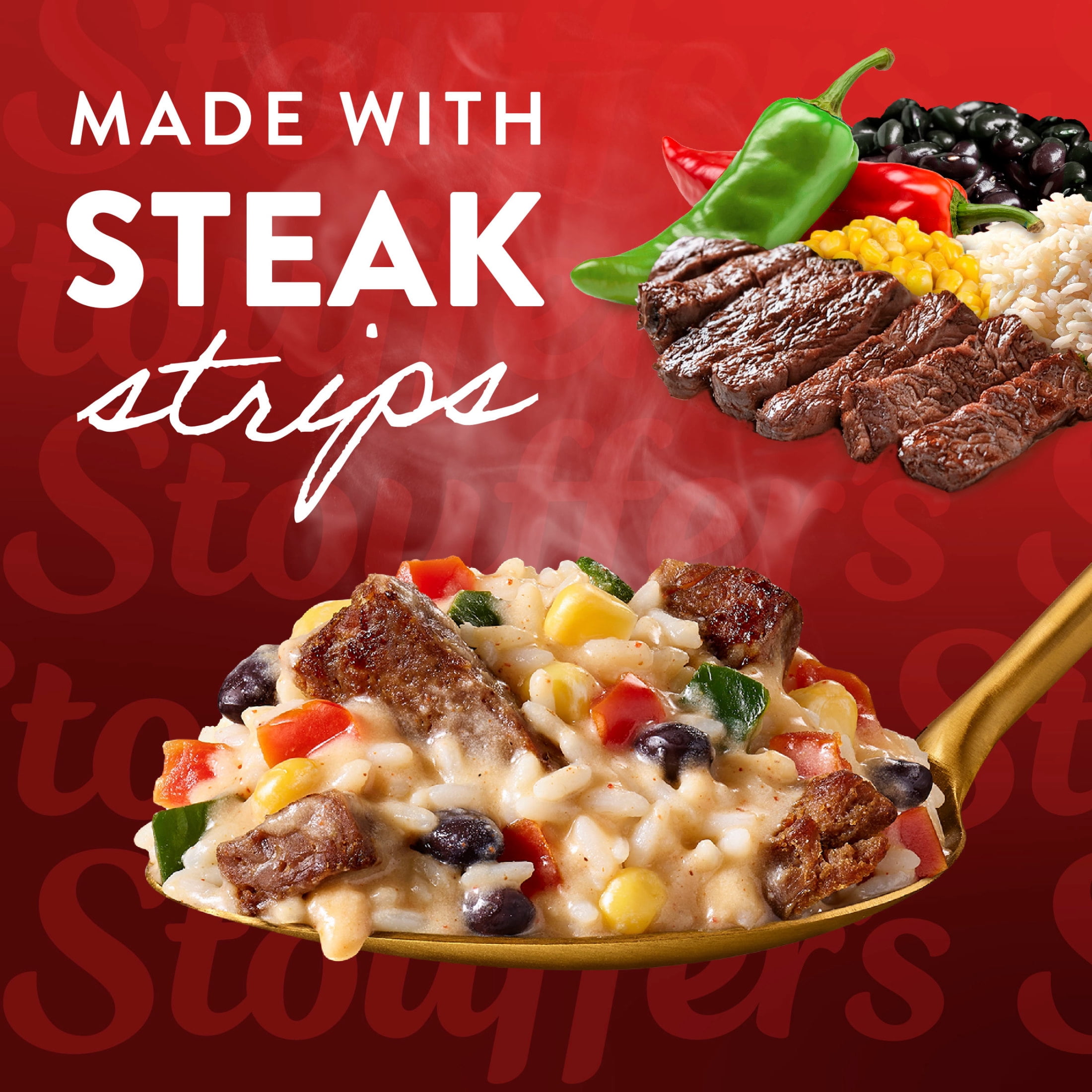 Stouffer’s Steak Queso & Rice, Family Size, Frozen Dinner, Easy Family Frozen Dinners 30 oz