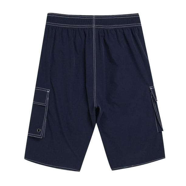 Pantalones Cortos para Hombre de Cintura Elástica con Bolsillos Pantalones de Verano Casuales de Color Sólido, Poliéster Ligero de Moda para la Playa, la Natación Y el Uso Diario