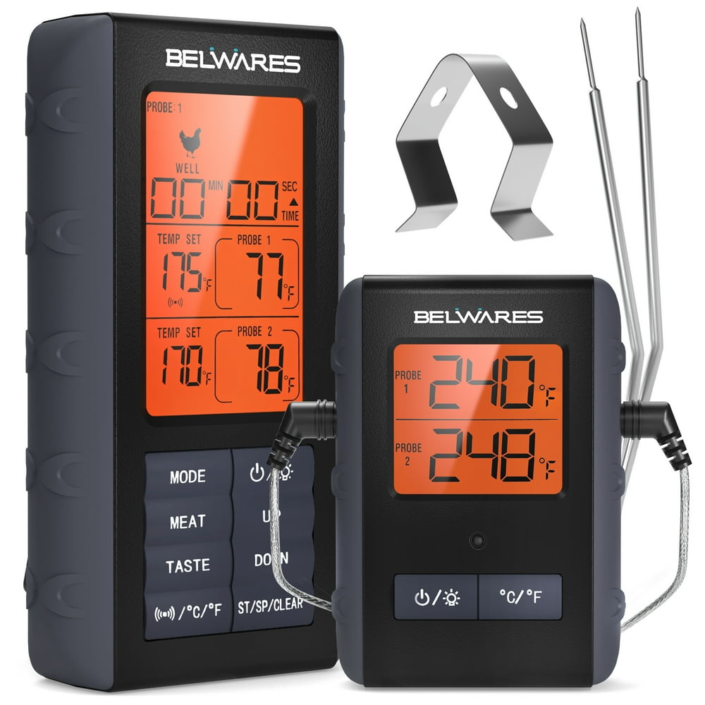 Meat Thermometer with LCD Screen for Grill with Dual Probes By Belwares