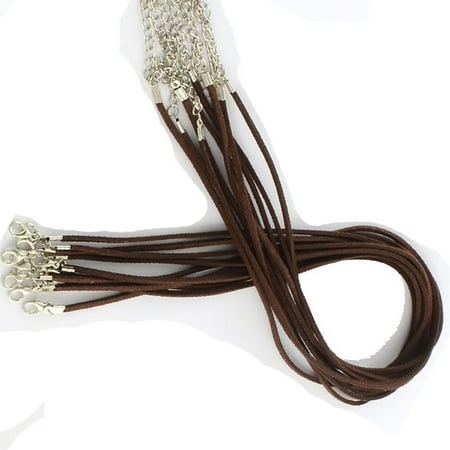 Brown Leather Cord Necklace - Imitation Suede Leather Cord Necklaces Brown 17-19