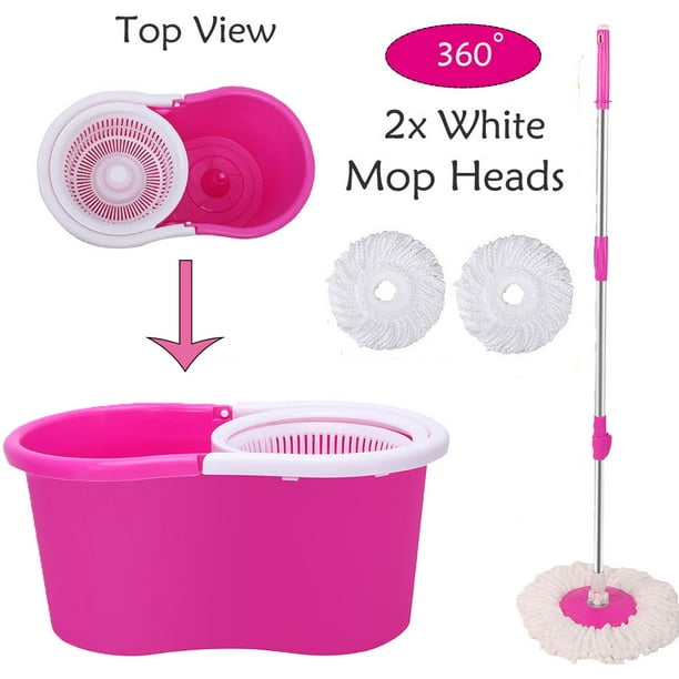 Pabby Yard 360° Rotation Microfiber Mop Floor Mops for Home, Pink Easy
