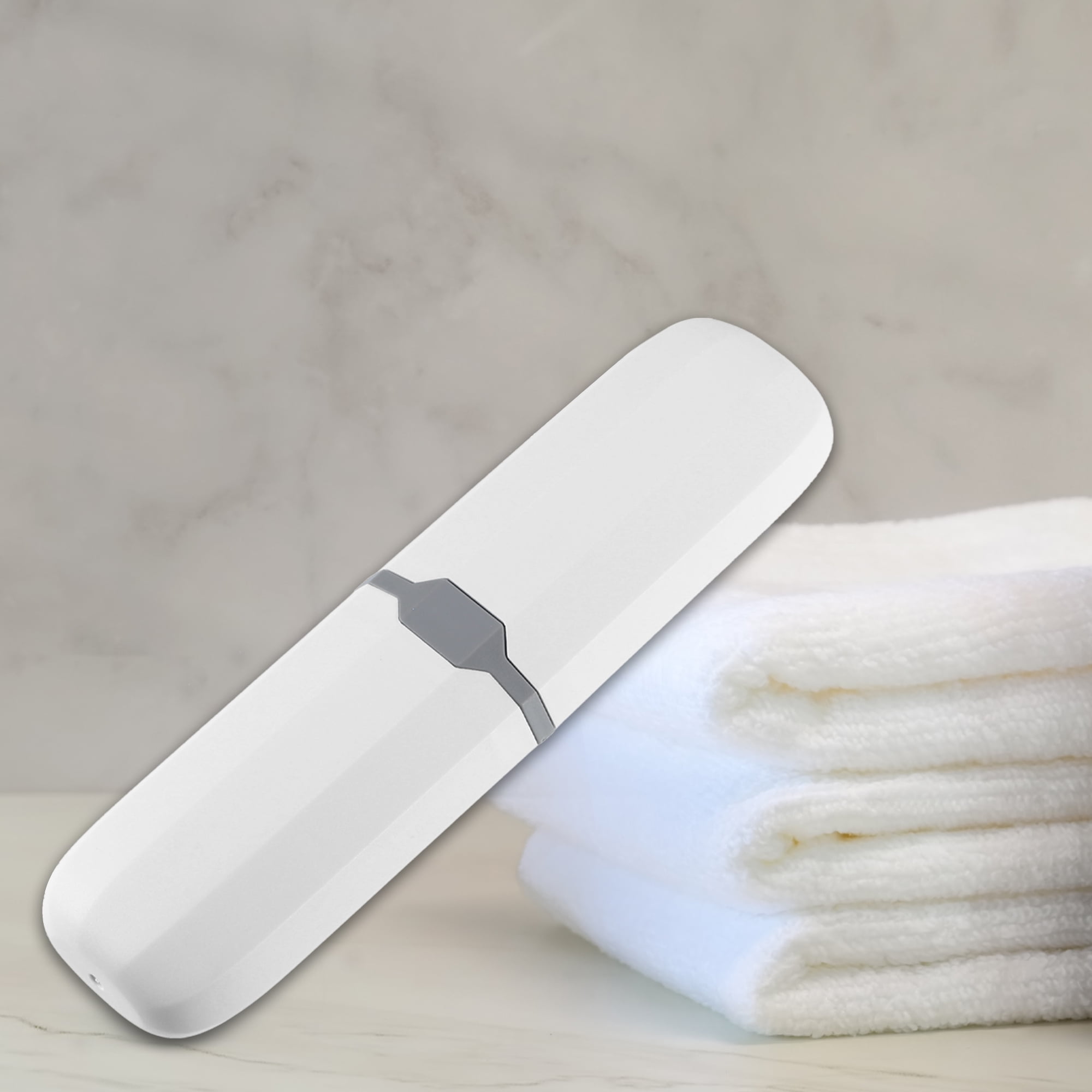 Unique Bargains Toothbrush Case Traveling Toothbrush Holder Case Plastic White 7.87"x2.17"