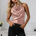 thumbnail image 2 of Women's Sleeveless Satin Shirt Casual Elegant Blouse Lightweight Comfortable Summer Spring Fall Tops Stylish Work Everyday Wear, 2 of 2