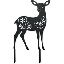 Deer Metal Outdoor Statues Silhouette Reindeer Metal Decorative Garden Stakes Funny Animal Flower Silhouette Outdoor Stakes Decor for Garden Hugger Backyard Patio Lawn Art Outdoor Decor Black