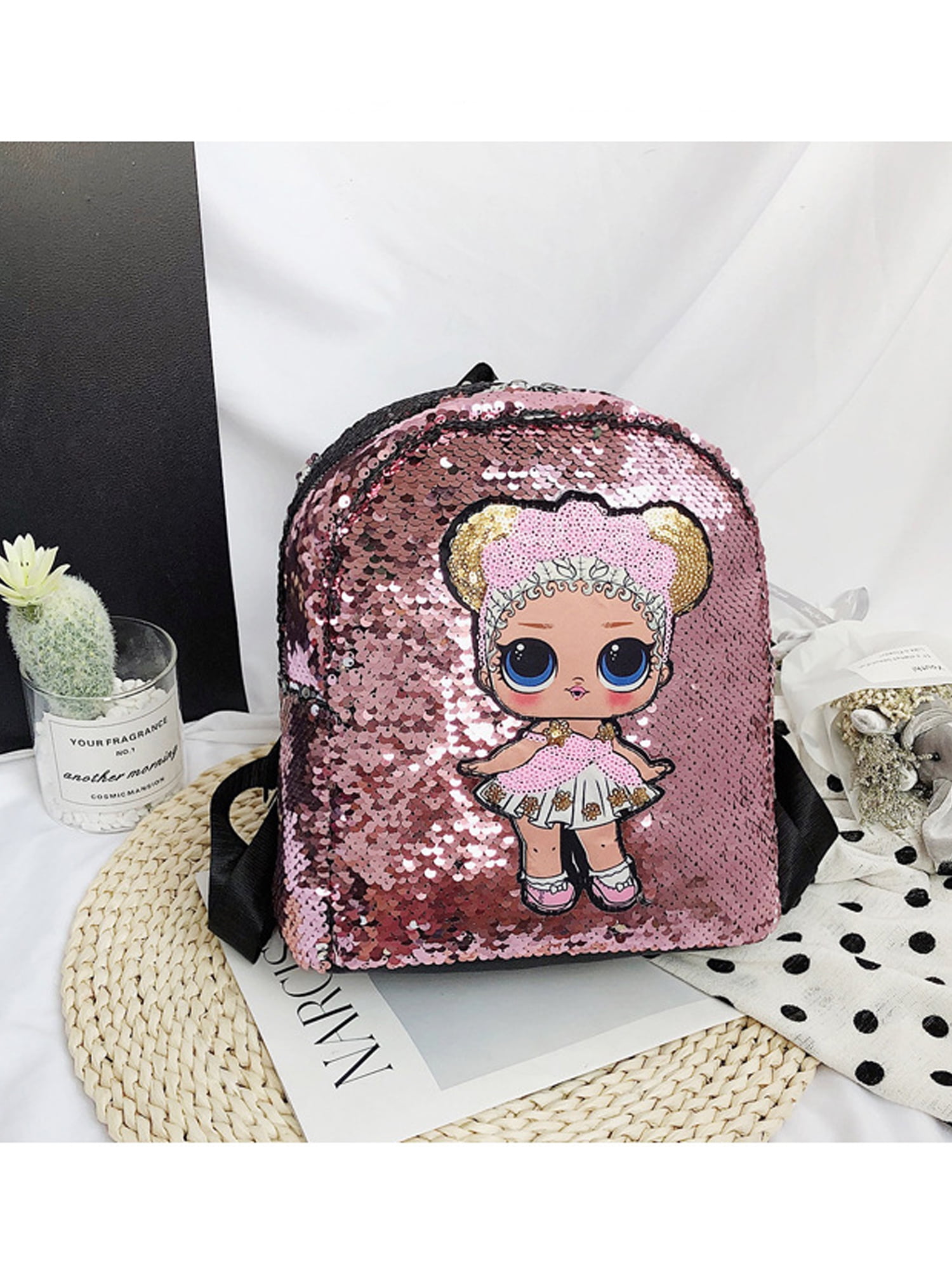 Women Girls Handbag Sequins Glitter Backpack Rucksack Travel Shoulder School Bag 