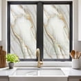 thumbnail image 2 of White Golden Marble Window Privacy Film, Modern Abstract Art Marble Flow Static Cling UV Sun Blocking Heat Control Window Tint Day and Night, Non-Adhesive One Way Windows Privacy Cover 19.6''x39.3'', 2 of 7