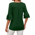 thumbnail image 5 of Hibeli Women Square Neck Tiered Ruffle Mid-Sleeve Solid Color Pullover Top, 5 of 7