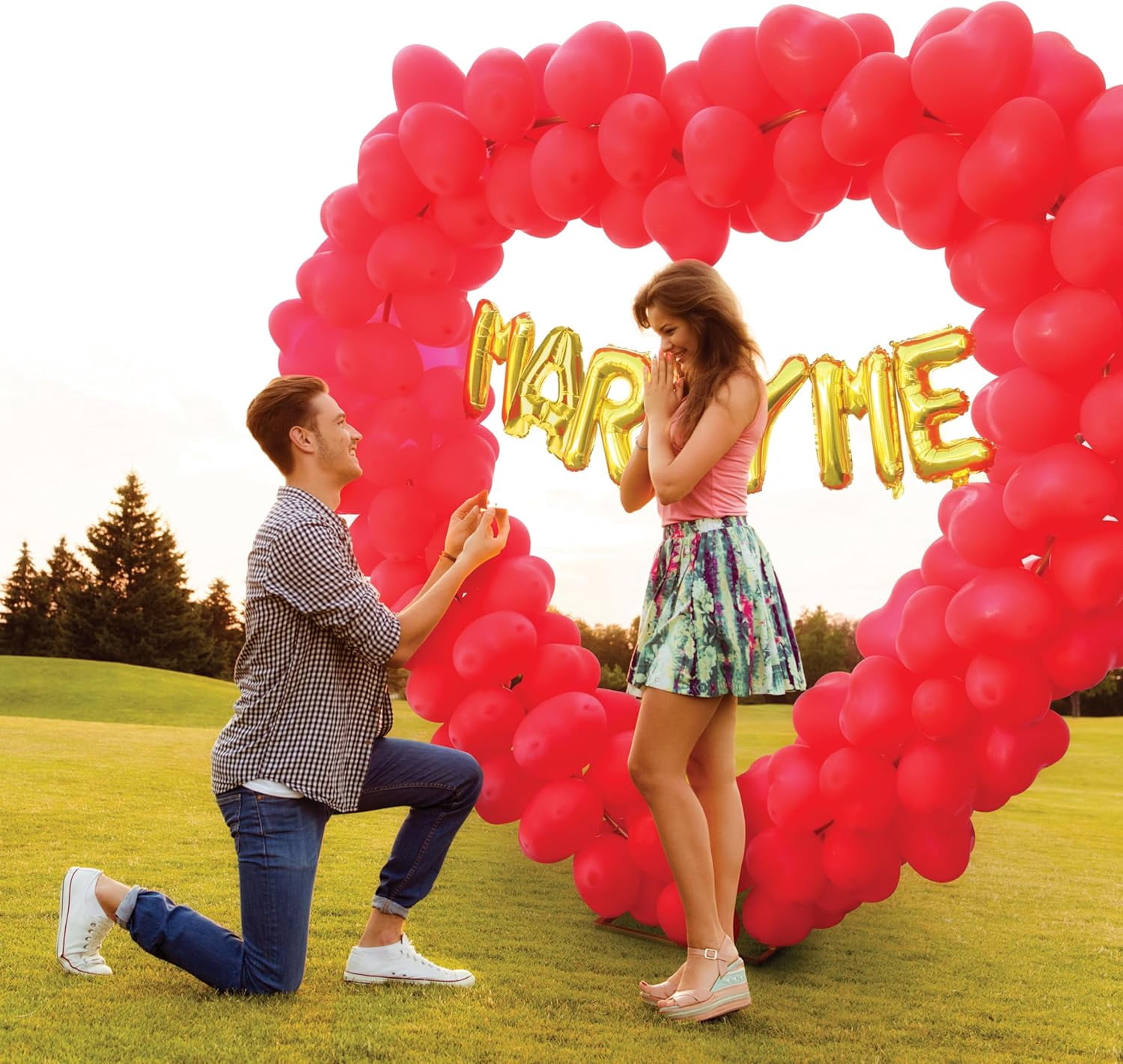 Upper Midland Products Romantic Balloon Arch Sign Marry Me Proposal Decorations & Engagement Party Decorations