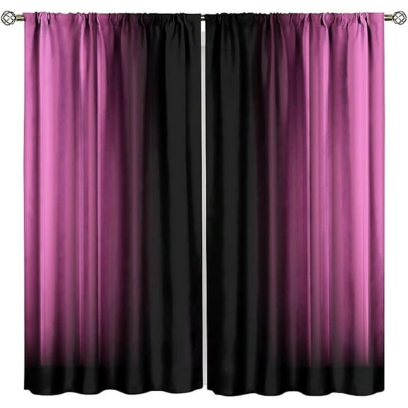 Abstract Ombre Curtains Kids Teens Pink And Black Curtain With Rod Pocket For Bedroom Living Room Home Decor Drapes Thermal Insulated Window Treatments 26"W x 45"L (Pack of 2)