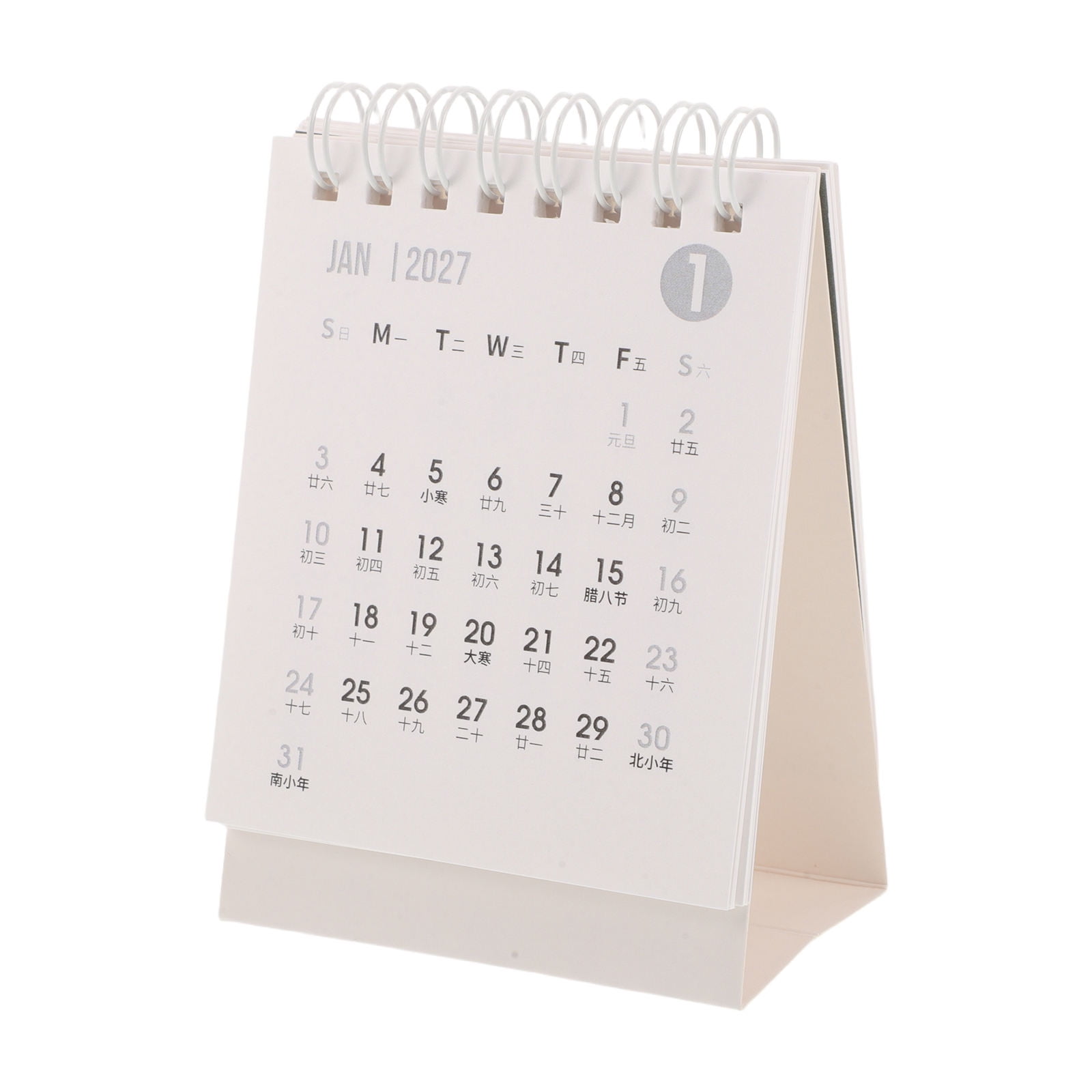 NICEXMAS 2027 Small Daily Desk Calendar with Spiral for Office School and Academic Organization