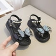 thumbnail image 3 of UngA Sandals for Girls Girls Sandals Classic Open Toe Flat Sandals Summer Dress Shoes Princess Shoes(Black,Size 10.5), 3 of 4