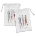 thumbnail image 1 of Fashion Fabric Pouch Set of 2, Watercolor Design Hand Drawn Sketch of Young Women in Clothes Print, Small Drawstring Bag for Toiletries Masks and Favors, 9" x 6", Multicolor, by Ambesonne, 1 of 2
