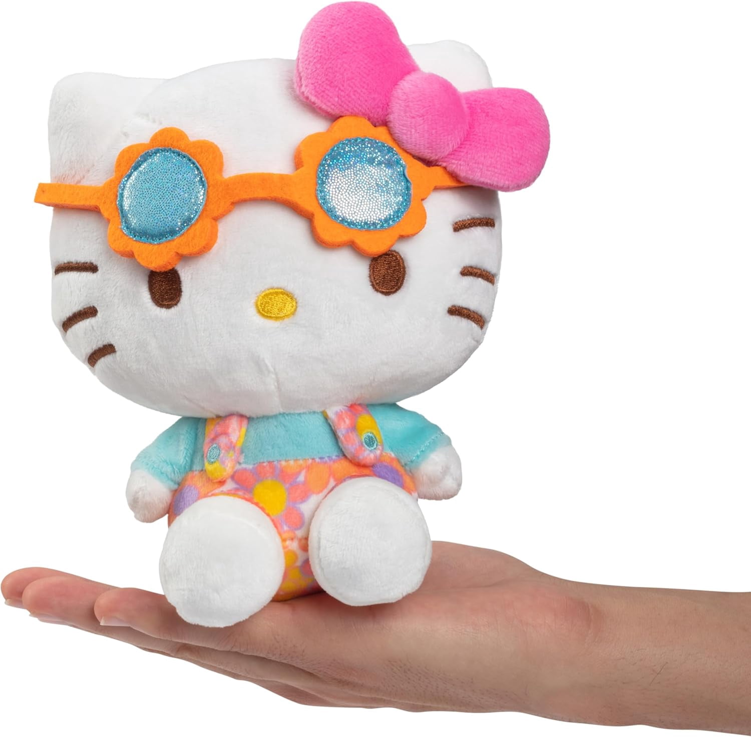 Hello Kitty and Friends 8" Flower Plush w Flower Overalls & Sunglasses - Officially Licensed Sanrio -Soft Doll Plushie Stuffed Toy - Gift for Kids, Girls, Boys