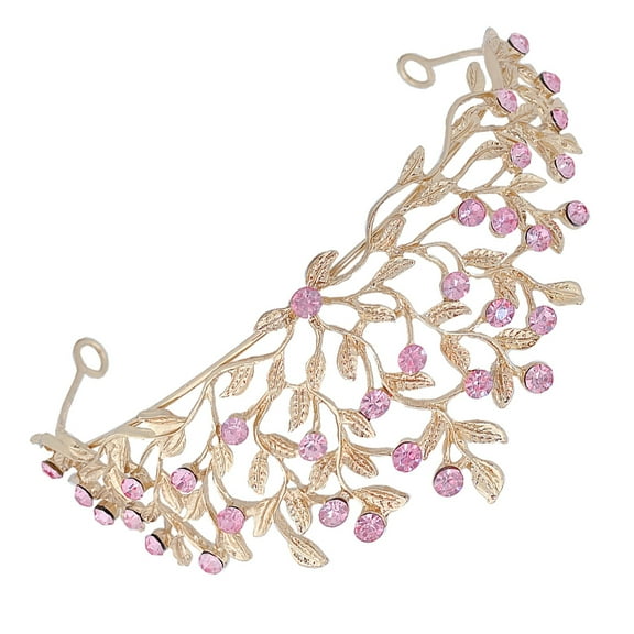 Zehuanyu  Crown Headband Wedding Rhinestone Tiara Princess Miss Bride Pink