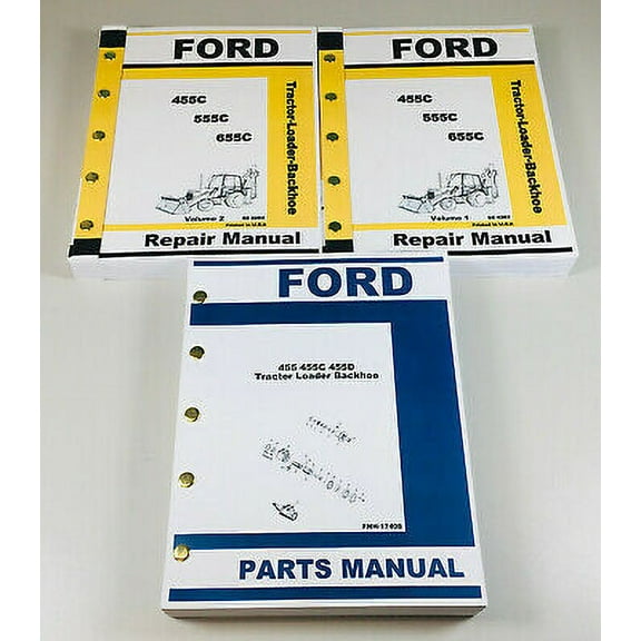 Ford 455C Tractor Loader Backhoe Service Repair Manual Parts Catalog Set