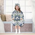thumbnail image 7 of FORMRS Wearable Blanket Hoodie with Sleeves for Kids Cozy Flannel Sweatshirt, Green Floral, 7 of 7
