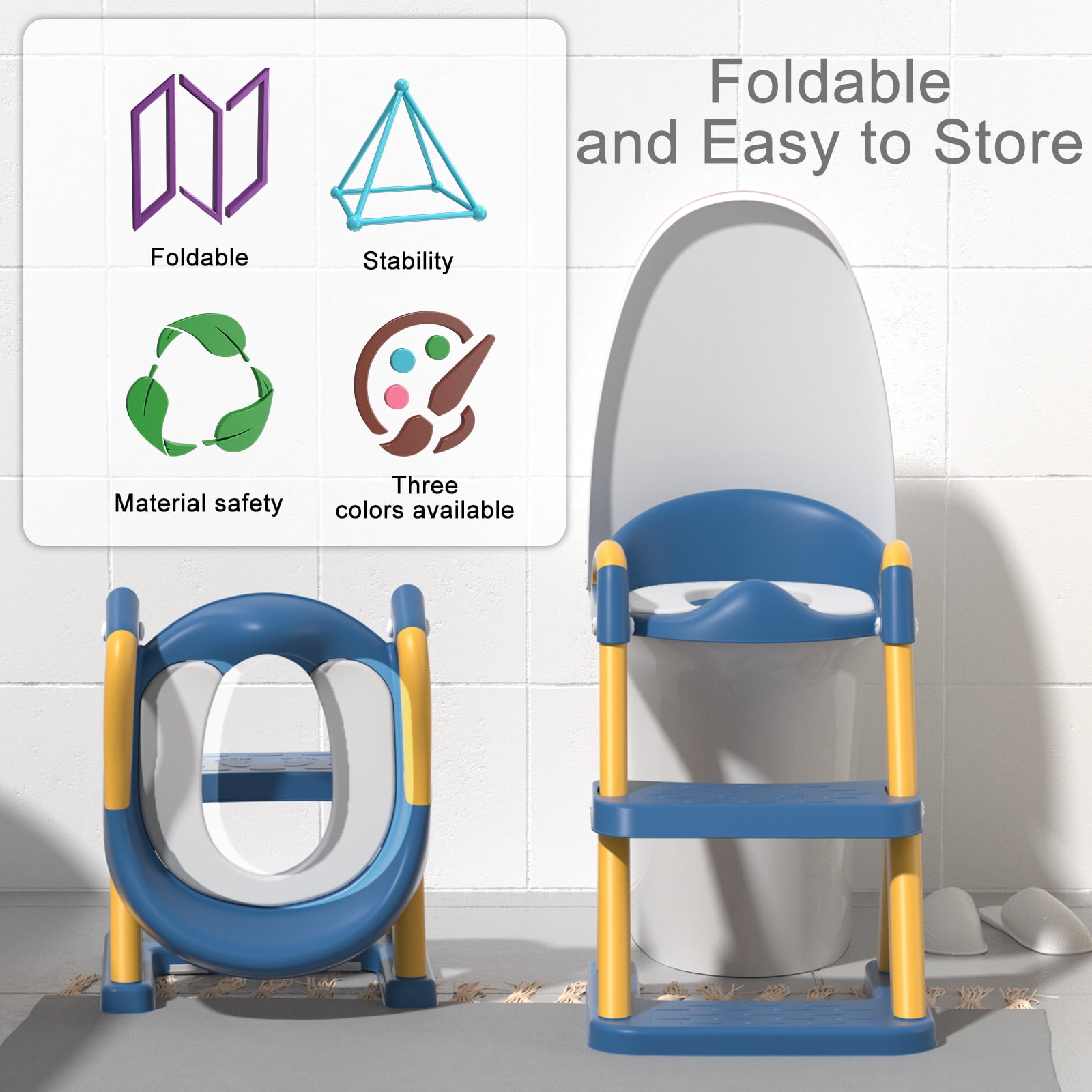 KORIMEFA Baby Potty Training Seat with Step Stool Ladder, Upgrade Toddler Potty Toilet Seat with Anti-Slip Pads Ladder for Kids Boys Girls