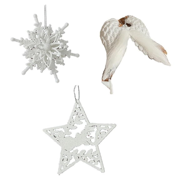 Árbol de Navidad creativo, accesorios de decoración del hogar, copo de nieve, alas de Ángel, adorno colgante de alce
