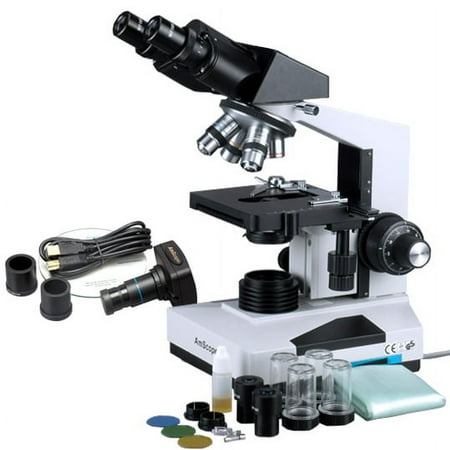 AmScope 2000X Student Microscope Binocular Biological + Camera