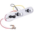 thumbnail image 1 of Guitar Control Plate ChromePlated Metal for Electric Guitars with PreConnected Lines Silver Size 1, 1 of 8
