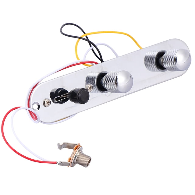 Guitar Control Plate ChromePlated Metal for Electric Guitars with PreConnected Lines Silver Size 1