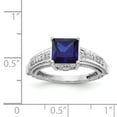 thumbnail image 3 of 925 Sterling Silver Rhodium-plated Synthetic Blue Sapphire and Cubic Zirconia Ring Size 6, 3 of 7
