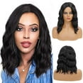 thumbnail image 1 of DOPI Women's Fashion Wig Black Synthetic Hairshort Wigs hair Wave Wig, 1 of 1